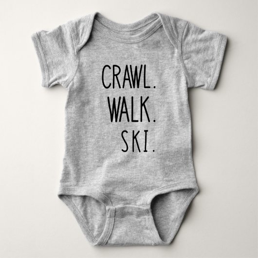 Crawl Walk Ski, Niedlicher Skipass Baby Strampler (Vorderseite)