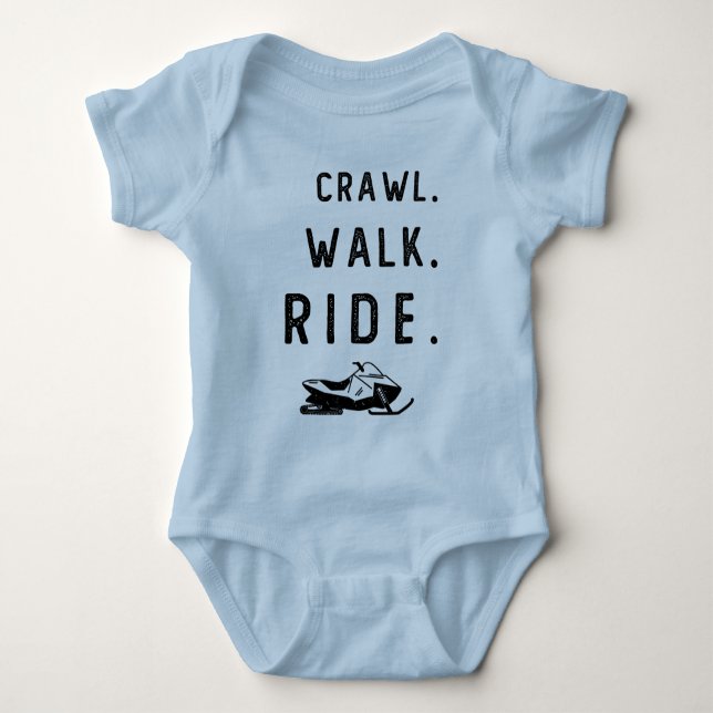 Crawl Walk Snowmobile Reiten Schneemobil Baby Strampler (Vorderseite)