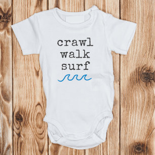 Crawl Walk Surf Beach Baby Neugeborene GIft Strampler