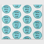 Crawl Walk Surf Blaues Muster Geschenkpapier (Flach)