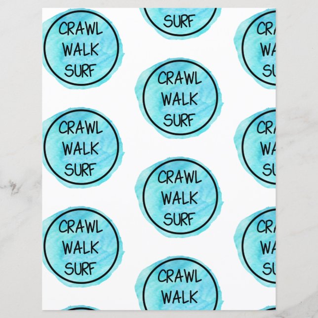 Crawl Walk Surf Blue Muster Scrapbook Paper (Vorderseite)