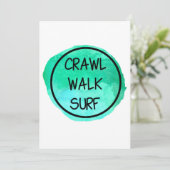 Crawl Walk Surf mit grünem Design Einladung (Stehend Vorderseite)