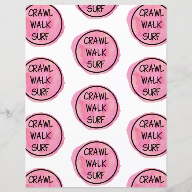 Crawl Walk Surf Pink Muster Scrapbook Papier (Vorderseite)