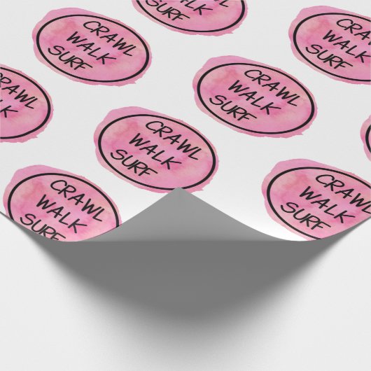 Crawl Walk Surf rosa Muster Geschenkpapier (Ecke)