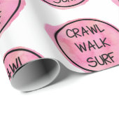 Crawl Walk Surf rosa Muster Geschenkpapier (Rolleneckpunkt)