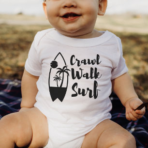 Crawl Walk Surf Sommer Kleiner Surfer Baby Bodysui Strampler