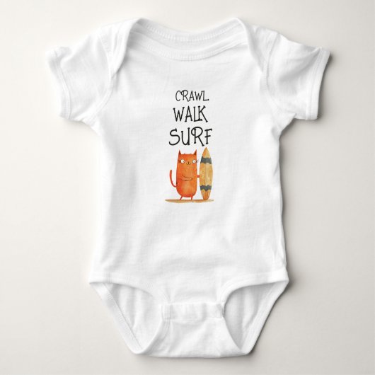 Crawl Walk Surf Wasserfarbe Surfer Katze Funny & N Baby Strampler (Vorderseite)