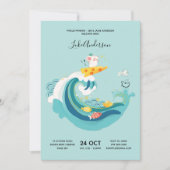 Crawl, Walk, Surf Wave Rat/Mouse Zodiac Baby Einladung (Vorderseite)