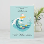 Crawl, Walk, Surf Wave Rat/Mouse Zodiac Baby Einladung (Stehend Vorderseite)