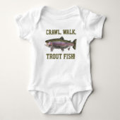 Crawl Walk Trout Fish Funny Baby Fishing Baby Baby Strampler (Vorderseite)