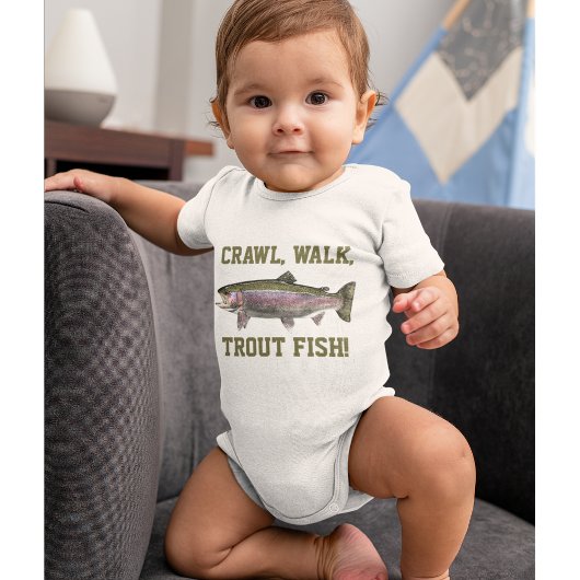 Crawl Walk Trout Fish Funny Baby Fishing Baby Baby Strampler