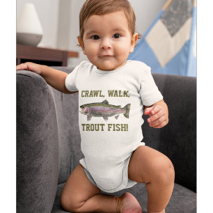 Crawl Walk Trout Fish Funny Baby Fishing Baby Strampler