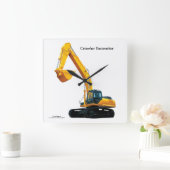 Crawler-Baggerbild für die Quadrat-Wand-Uhr Quadratische Wanduhr (Zuhause)