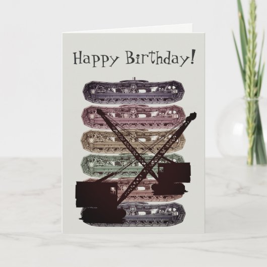 Crawler Crane Birthday Card Vintag Karte (Vorderseite)