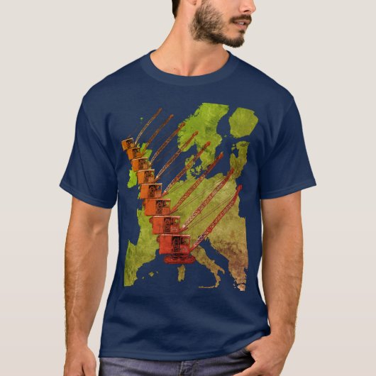 Crawler Crane Map of Europe Operating Engineer T-Shirt (Vorderseite)