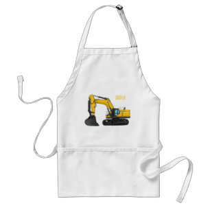 Crawler excavator cartoon illustration  schürze