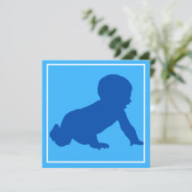 Crawling Baby Blue Baby Dusche Einladung