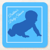 Crawling Baby Blue Baby Dusche Rechteckiger Pappuntersetzer (Vorderseite)