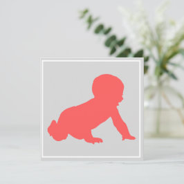 Crawling Baby Dusche Pink & Grau Feiertagskarte