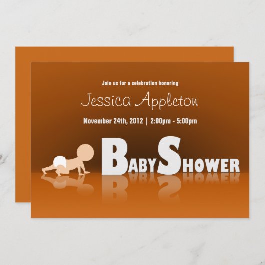 Crawling Baby Reflection Babydusche Einladungen (Vorne/Hinten)