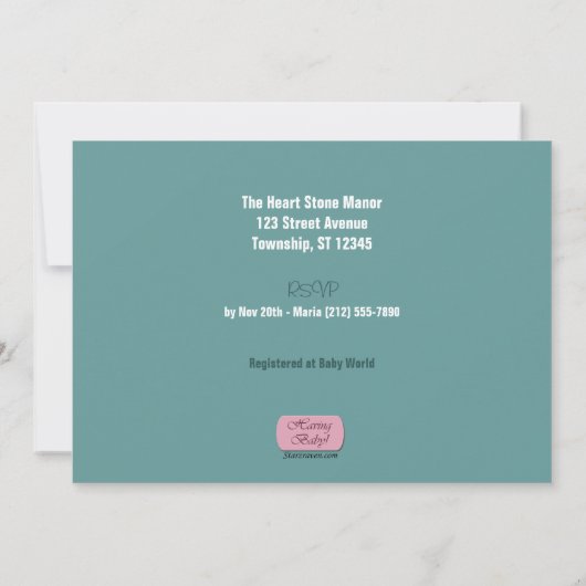 Crawling Baby Reflection Kinderdusche Einladungen (Rückseite)