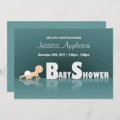 Crawling Baby Reflection Kinderdusche Einladungen (Vorne/Hinten)