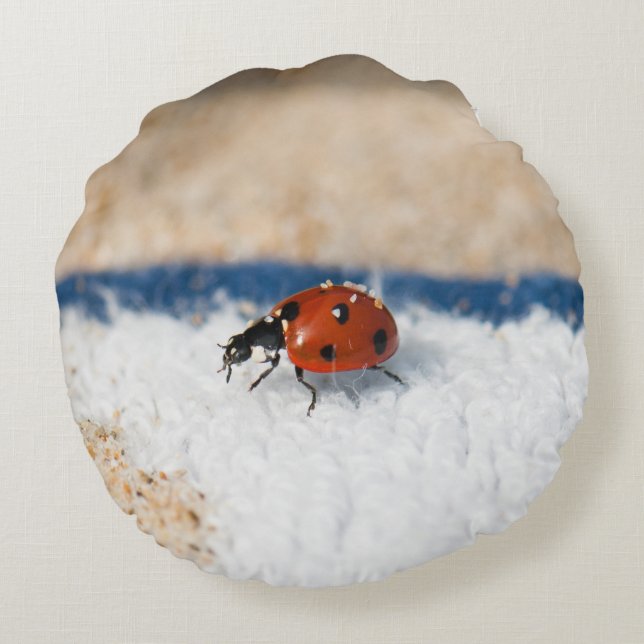 Crawling Ladybug Rundes Kissen (Rückseite)