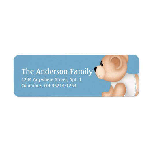 Crawling Teddy Bear Baby Blue 1 Address Labels (Vorne)