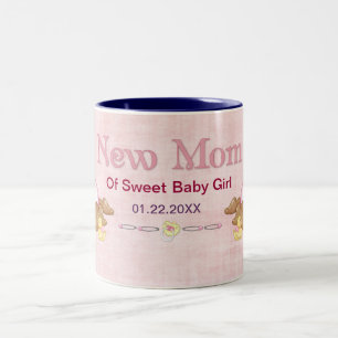 Crawling Teddy - Junge Mutter des Mädchens - Anpas Zweifarbige Tasse