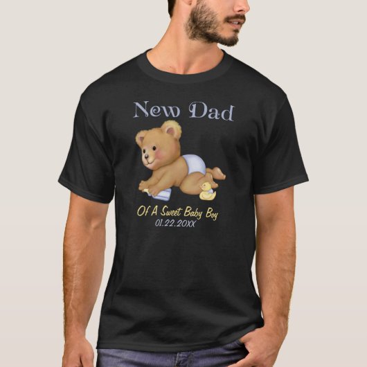 Crawling Teddy - New Dad of Boy - Anpassen T-Shirt (Vorderseite)