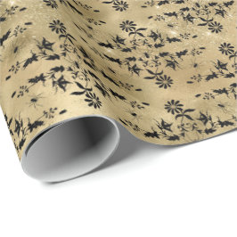 Crawly Spider Floral Halloween Muster Geschenkpapier