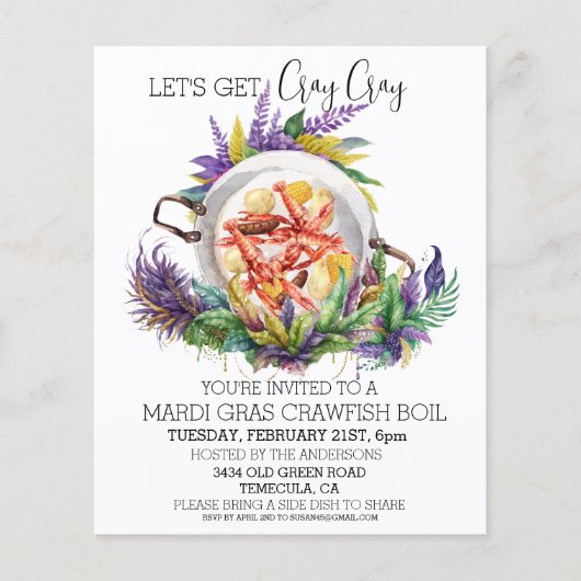 Cray Cray Crawfish Boil Mardi Gras (Vorderseite)