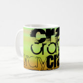 Cray; Vibrierendes Grünes, orange u. Gelb Kaffeetasse (Vorderseite Links)
