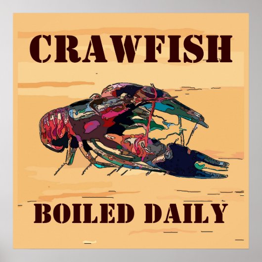 Crayfish Crawfish Wood Look Zeichen Poster (Vorne)