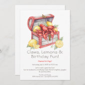Crayfish & Lemon Treasure Chest Birthday Einladung (Vorne/Hinten)