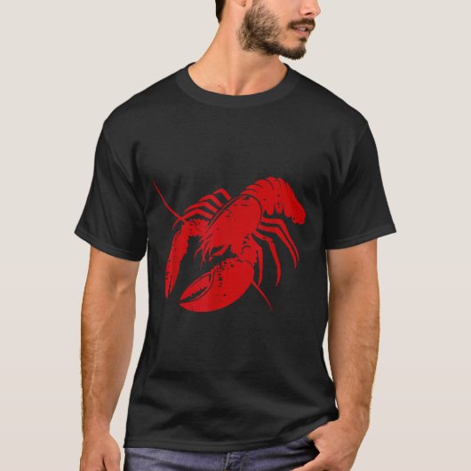 Crayfish Lobster Red Silhouette Crawfish Men Women T-Shirt (Vorderseite)