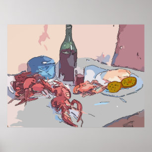 Crayfish Still Life 1 Poster