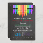 Crayola Rainbow Abschluss Einladung (Vorne/Hinten)