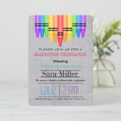 Crayola Rainbow Teacher Abschluss Einladung (Stehend Vorderseite)