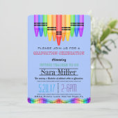 Crayola Rainbow Teacher Abschluss Einladung (Stehend Vorderseite)