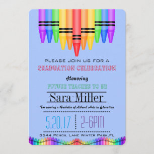 Crayola Rainbow Teacher Abschluss Einladung