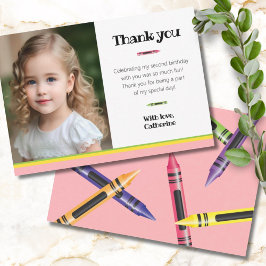 Crayon 2. Geburtstag Pink Foto Danke Karte
