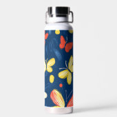 Crayon and Butterfly Flowers Trinkflasche (Rückseite)