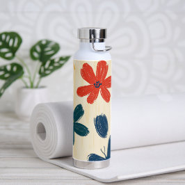 Crayon and Butterfly Flowers Trinkflasche