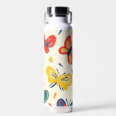 Crayon and Butterfly Flowers Trinkflasche (Vorne)