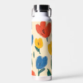 Crayon and Butterfly Flowers Trinkflasche (Vorne)