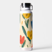 Crayon and Butterfly Flowers Trinkflasche (Rückseite)