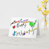 Crayon Birthday Greeting Karte (Gelbe Blume)
