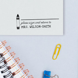 Crayon Bitte unterschreiben und zurück zum Namen d Permastempel