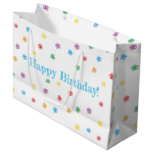 Crayon bolsa regalo "Happy Birthday" Große Geschenktüte (Vorderseite Schrägansicht)
